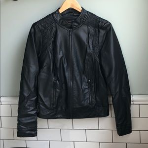 Soft Faux Leather Jacket with feminine details.